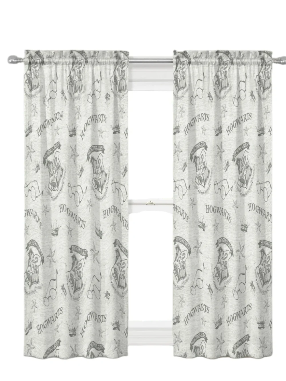 Harry Potter Hogwarts Gray Curtain Panels - Themed Window Drapes